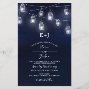 Budget Evening Mason Jars Wedding Invitations