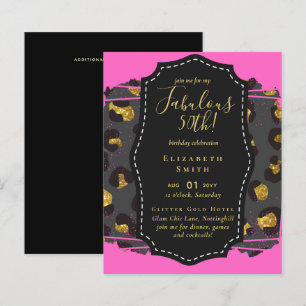 BUDGET Fabulous 50th Birthday Glam Chick Invitenis