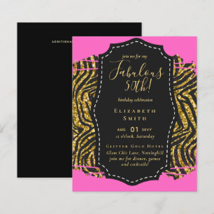 BUDGET Fabulous 50th Birthday Glam Chick Invitenis