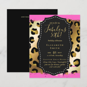 BUDGET Fabulous 50th Birthday Glam Chick Invitenis