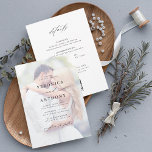 Budget Faded Photo Wedding All In One  Invitation<br><div class="desc">Budget modern faded photo wedding invitation with wedding details and QR code on the back.  For more advanced customisation of this design,  please click the BLUE DESIGN TOOL BUTTON.</div>