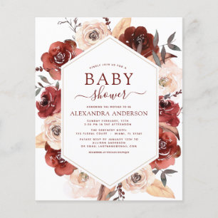 Budget Fall Baby Shower Burnt Orange Floral Flyer