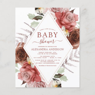 Budget Fall Baby Shower Terracotta Floral Flyer