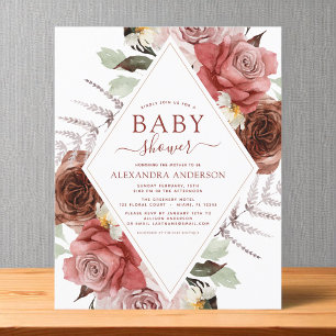 Budget Fall Baby Shower Terracotta Floral Flyer