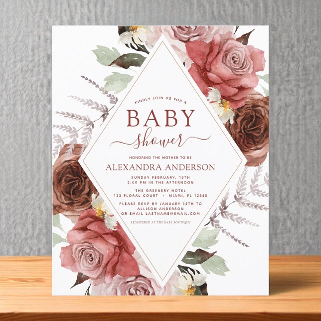 Budget Fall Baby Shower Terracotta Floral Flyer (Creator Uploaded)