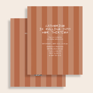 Budget Fall Birthday Party Stripe Orange QR Code Flyer