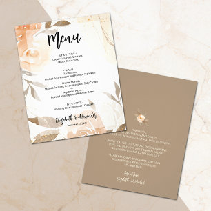 Budget Fall Floral Wedding Menu and Thank You