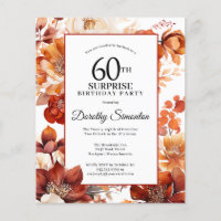 Budget Fall Flowers 60th Surprise Birthday Invite