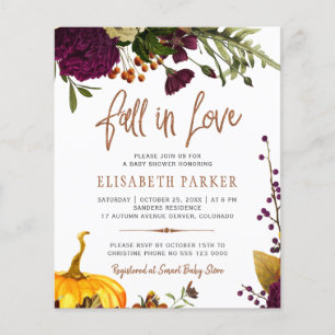 Budget fall in love autumn baby shower invitation flyer