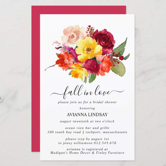 Budget Fall in Love Autumn Floral Bridal Shower (Front/Back)