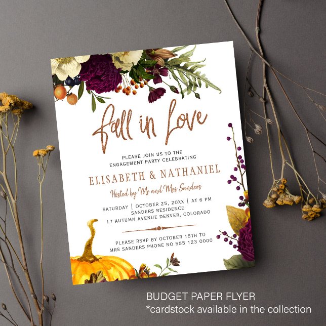 Budget Fall in Love engagement party Invitation Flyer (Creator Uploaded)