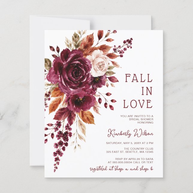 Budget Fall in Love Floral Fall Bridal Shower (Front)