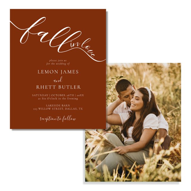 BUDGET Fall In Love Photo Wedding Invitation Flyer (Creator Uploaded)