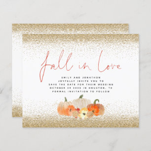 Budget Fall in Love Pumpkins Glitter QR Save Date 
