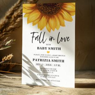 Budget Fall in Love Sunflower Baby Shower Invite