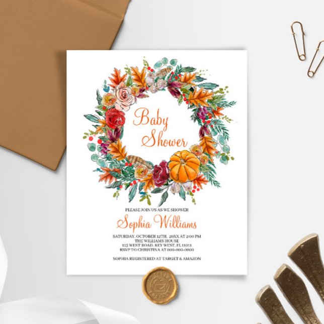 Budget Fall Pumpkin Baby Shower Invitation (Creator Uploaded)