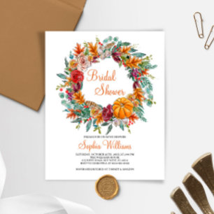 Budget Fall Pumpkin Bridal Shower Invitation