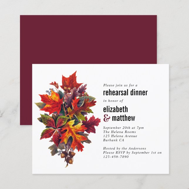 Budget Fall Rehearsal Dinner Invitation (Front/Back)