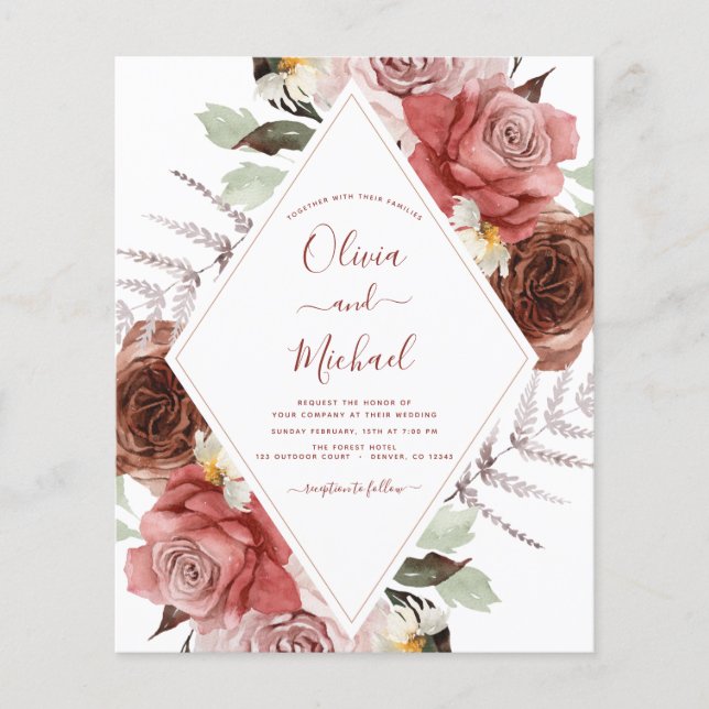 Budget Fall Wedding Autumn Floral Eucalyptus Flyer (Front)