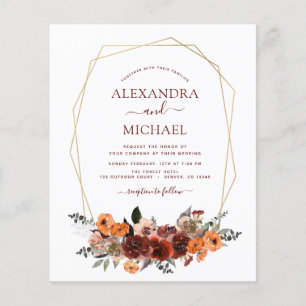 Budget Fall Wedding Burgundy Eucalyptus Floral Flyer