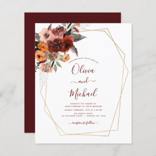 Budget Fall Wedding Burgundy Gold Floral