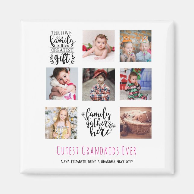 Budget Family Photo Collage Gift Grandparent Pa Ma Magnet (Front)