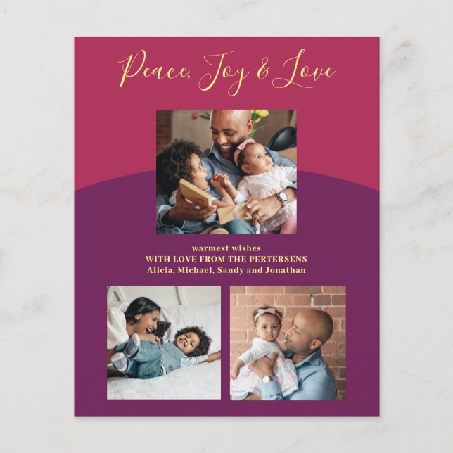 Budget family photo collage modern holiday card (Front)
