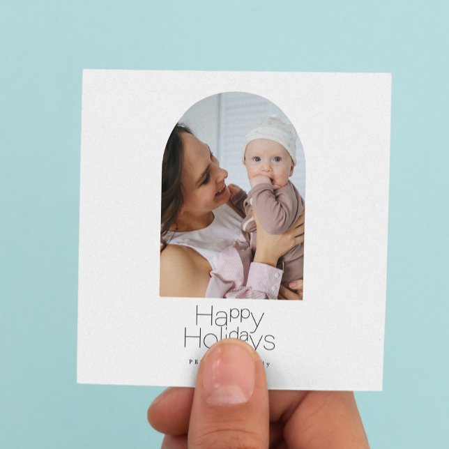 Budget family photo winter holidays square card (Creator Uploaded)