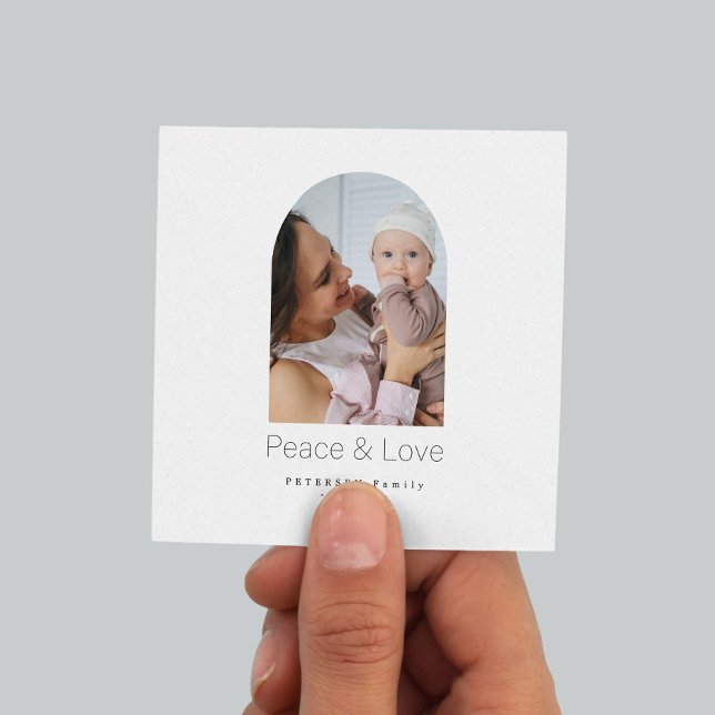 Budget family photo winter peace and love square card (Creator Uploaded)
