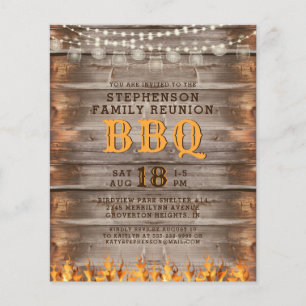 Budget Family Reunion BBQ Rustic Wood Invitation