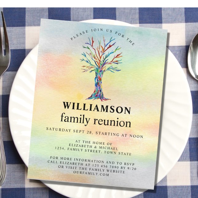 Budget Family Reunion Family Tree Colourful Invite (Creator Uploaded)