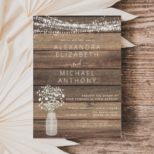 Budget Farmhouse Baby's Breath Wedding Invitation