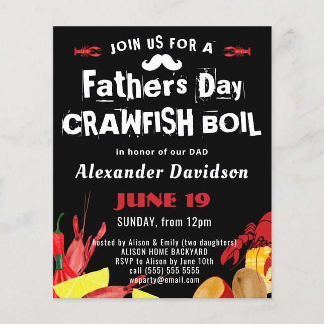 BUDGET FATHER'S DAY Photo Crawfish Boil Invite (Front)
