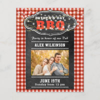 BUDGET Father's Day Red Plaid Chalk BBQ Invite