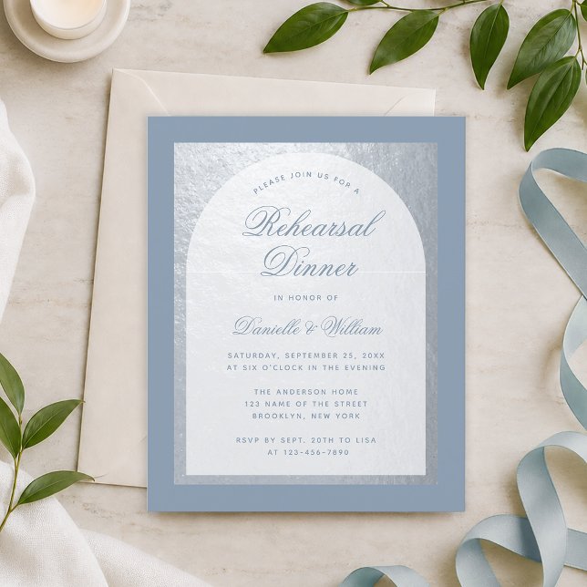 Budget Faux Silver Dusty Blue Rehearsal Dinner (Creator Uploaded)
