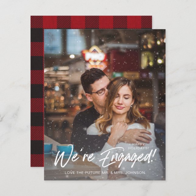 Budget Faux Snow We're Engaged V Photo Buffalo (Front/Back)