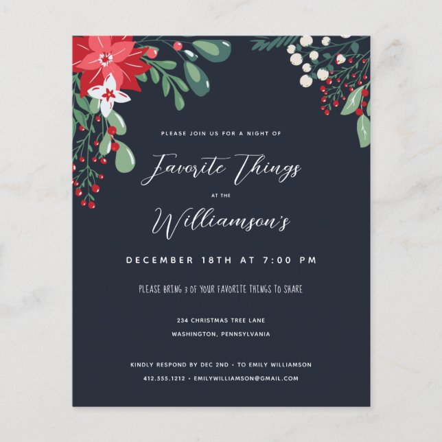 Budget Favourite Things Christmas Party Invitation (Front)