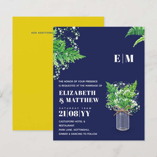 BUDGET Fern Greenery Wedding Invite (Front/Back)