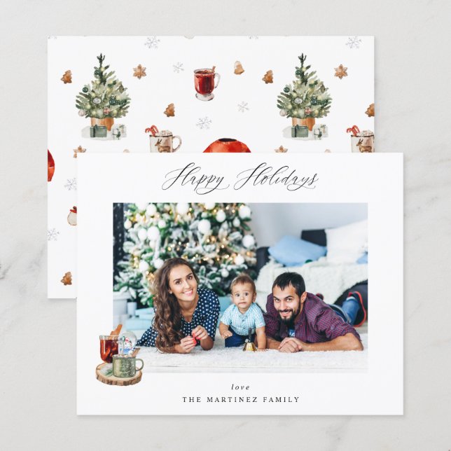 Budget Festive Happy Holidays Photo (Front/Back)