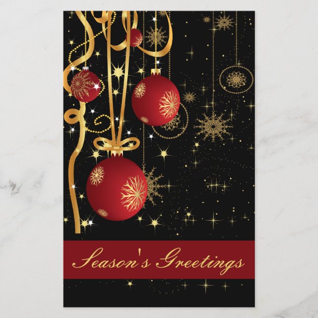 Budget Festive Red gold Business Holiday Card (Front)