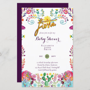BUDGET Fiesta Baby Shower Folk Art Flowers Invite