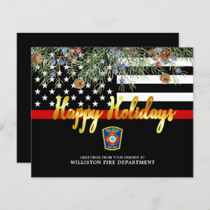 Budget Fire Department Thin Red Line Holiday Card