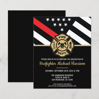 Budget Firefighter Graduation Party Invitation