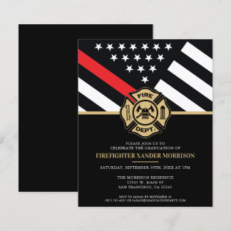 Budget Firefighter Graduation Party Invitation