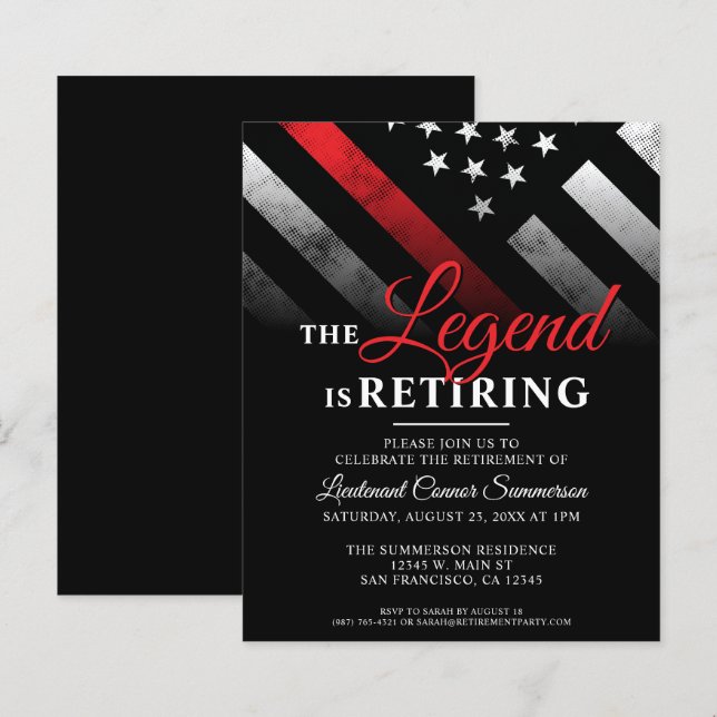 Budget Firefighter Retirement Party Invitation (Front/Back)