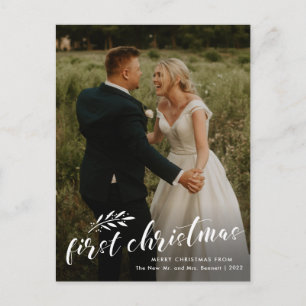Budget First Christmas Wedding Photo Holiday Card