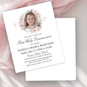 Budget First Holy Communion Pink Rose Photo Floral