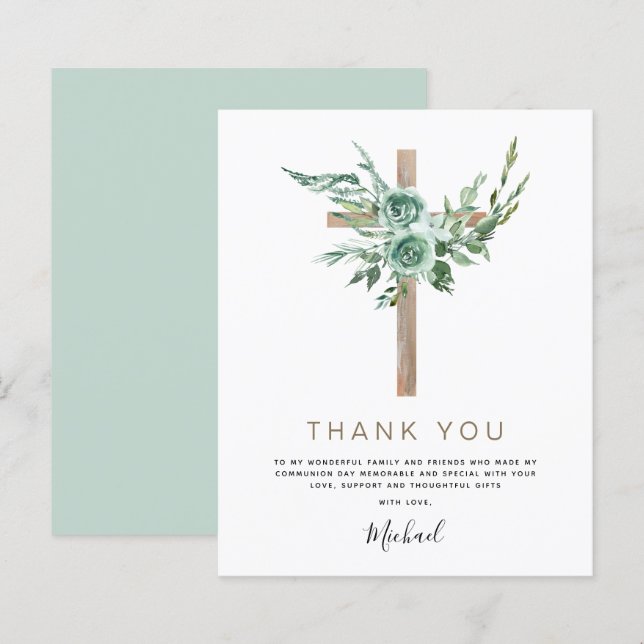 Budget First Holy Communion Thank You Greenery (Front/Back)