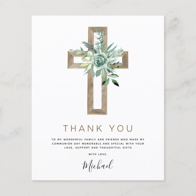 Budget First Holy Communion Thank You Greenery Flyer (Front)