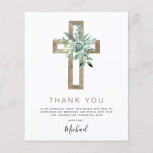 Budget First Holy Communion Thank You Greenery Flyer